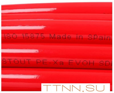 Труба сшитый полиэтилен 16 мм STOUT PEX-a 16х2,0 (бухта 500 метров) красная