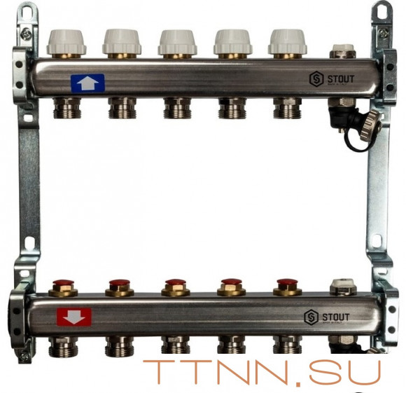 Коллектор с запорными клапанами STOUT SMS-0932-000005 Коллектор с запорными клапанами STOUT SMS-0932-000005