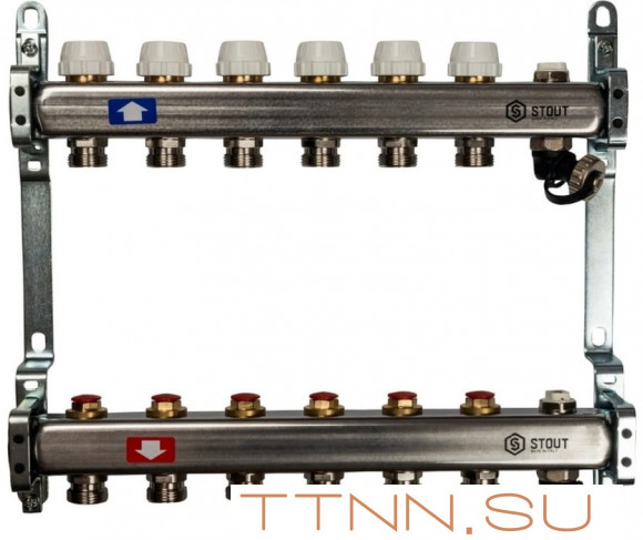 Коллектор с запорными клапанами STOUT SMS-0932-000006 Коллектор с запорными клапанами STOUT SMS-0932-000006