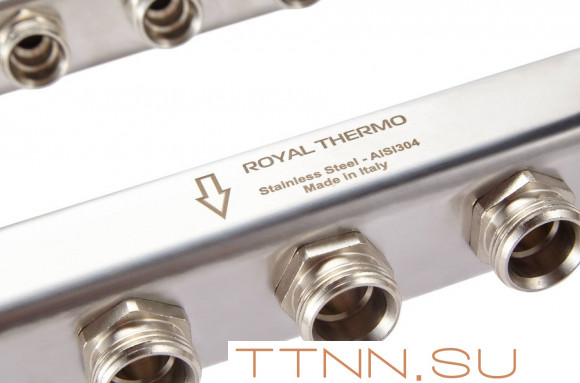 Для отопления Royal Thermo 1" ВР-3/4" НР, 7 выходов, нерж. (RTE 51.107) Для отопления Royal Thermo 1" ВР-3/4" НР, 7 выходов, нерж. (RTE 51.107)