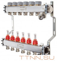 Для отопления Royal Thermo 1" ВР-3/4" НР, 9 выходов с расходомерами, нерж. (RTE 52.109) Для отопления Royal Thermo 1" ВР-3/4" НР, 9 выходов с расходомерами, нерж. (RTE 52.109)