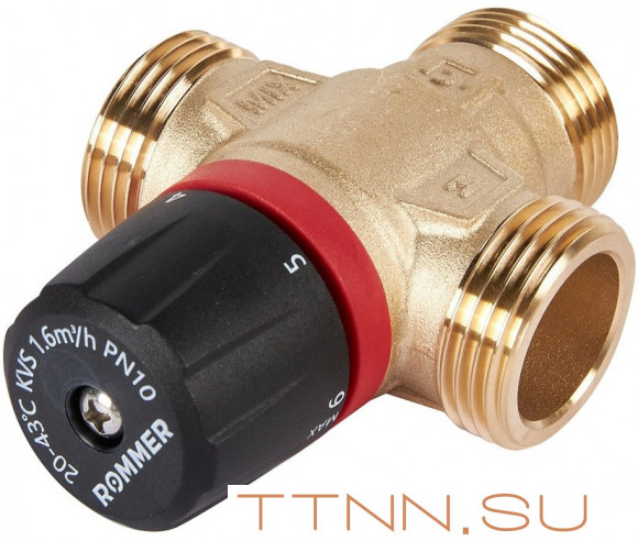 Смесительный клапан Rommer 1" НР 20-43°С KV 1,6 (RVM-0131-164325) боковое смешивание Смесительный клапан Rommer 1" НР 20-43°С KV 1,6 (RVM-0131-164325) боковое смешивание