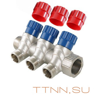 Коллектор с регулировочными вентилями и наружной резьбой Valtec 3/4*4*1/2 VT.560.N