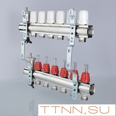 Для отопления VALTEC 1"х5 вых. Евроконус 3/4" с расходомерами в сборе Для отопления VALTEC 1"х5 вых. Евроконус 3/4" с расходомерами в сборе