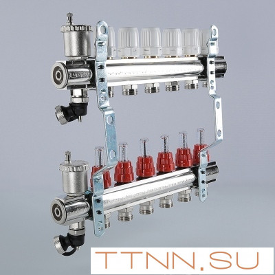 Для отопления VALTEC 1"х8 вых. Евроконус 3/4" с расходомерами в сборе Для отопления VALTEC 1"х8 вых. Евроконус 3/4" с расходомерами в сборе