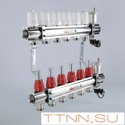 Для отопления VALTEC 1"х9 вых. Евроконус 3/4" с расходомерами в сборе Для отопления VALTEC 1"х9 вых. Евроконус 3/4" с расходомерами в сборе