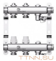 Коллектор нерж. для отопления Wester 1"-3/4 в сборе на 2 выхода с 2 заглушками Коллектор нерж. для отопления Wester 1"-3/4 в сборе на 2 выхода с 2 заглушками