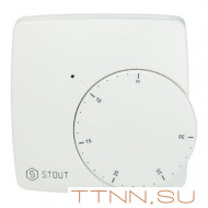 Проводной электронный термостат STOUT WFHT-BASIC со светодиодом, нормально открытый Проводной электронный термостат STOUT WFHT-BASIC со светодиодом, нормально открытый