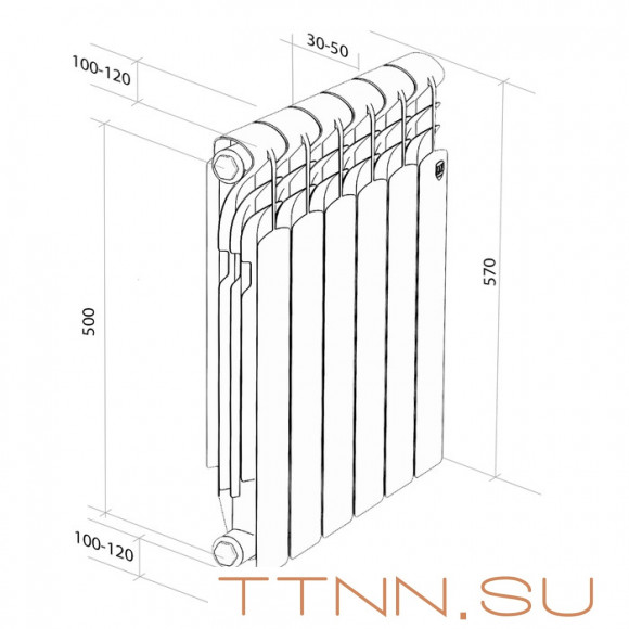 Алюминиевый радиатор Royal Thermo Revolution 500 2.0 6 секц. Алюминиевый радиатор Royal Thermo Revolution 500 2.0 6 секц.