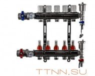 Коллекторная группа латунь TIM 5 выходов KA005 с кранами и расходомерами Коллекторная группа латунь TIM 5 выходов KA005 с кранами и расходомерами