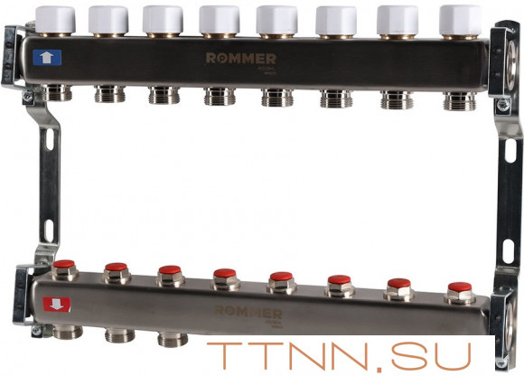 Для отопления Rommer 1"/3/4"x8 с запорными клапанами (RMS-3200-000008) Для отопления Rommer 1"/3/4"x8 с запорными клапанами (RMS-3200-000008)