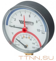 Термоманометр радиальный Watts FR 828(TMRA) 10 бар Термоманометр радиальный Watts FR 828(TMRA) 10 бар